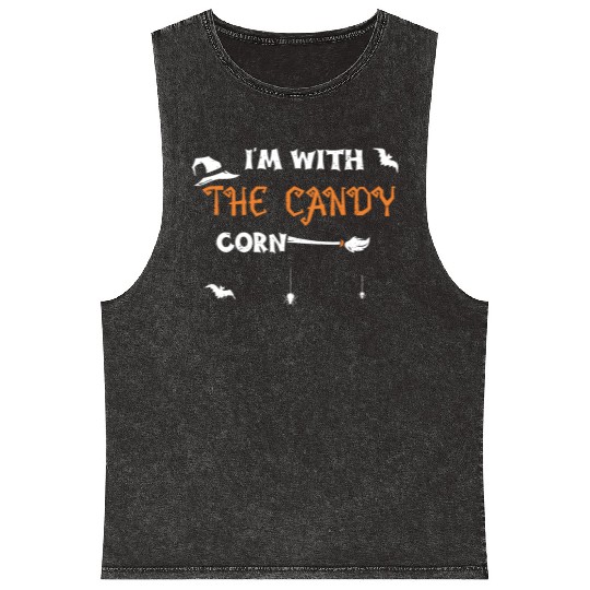 I'm With The Candy Corn Mineral Wash Tank Tops
