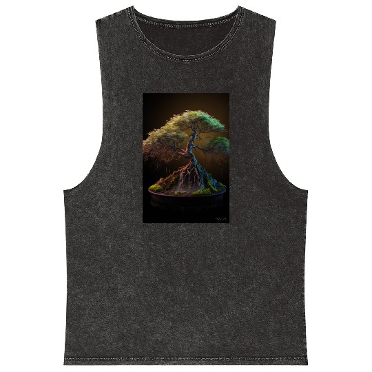 Cannabonsai - Bonsai Tree, Cannabis Plant, Mineral Wash Tank Tops