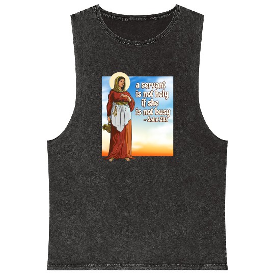 Saint Zita Catholic Patron Maids Waiter Homemakers Mineral Wash Tank Tops