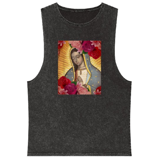Our Lady of Guadalupe Rose Mexican Catholic Juan D Mineral Wash Tank Tops
