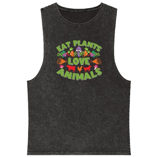 Eat Plants Love Animals Mineral Wash Tank Tops