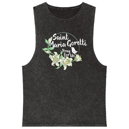 St. Maria Goretti Purity Catholic Saints Lily Symb Mineral Wash Tank Tops