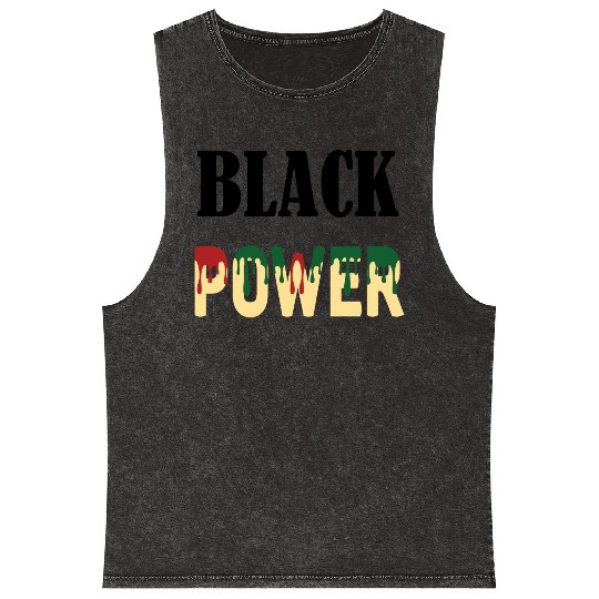 Black Power Mineral Wash Tank Tops