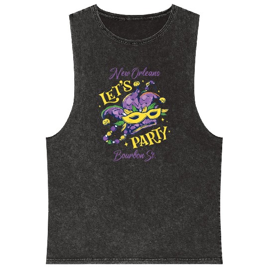 Mardi Gras Bourbon Street New Orleans Souvenir Lou Mineral Wash Tank Tops
