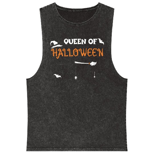Queen Of Halloween - Halloween Mineral Wash Tank Tops