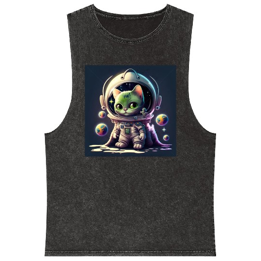 cat in space Mineral Wash Tank Tops
