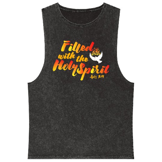 Filled with the Holy Spirit Pentecost Tongues of F Mineral Wash Tank Tops