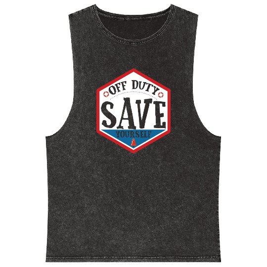 Lifeguard Off Duty Save Yourself Mineral Wash Tank Tops