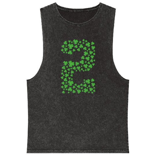 Green Shamrocks St Patrick Day 2 Year old Toddler Mineral Wash Tank Tops
