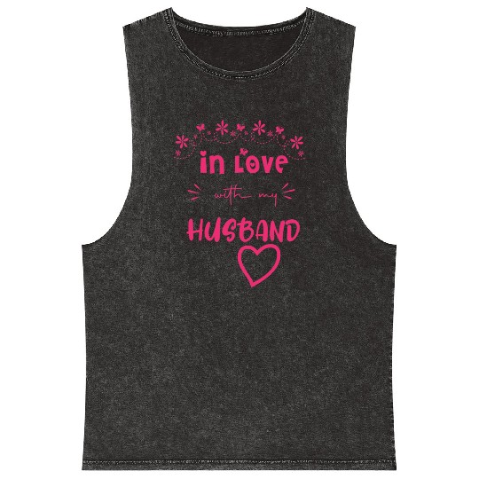 Love with My hasband Cute Valentine day Mom to Be Mineral Wash Tank Tops