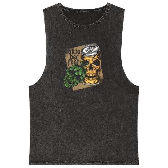 Germany Oktoberfest - Beer Skull Mineral Wash Tank Tops