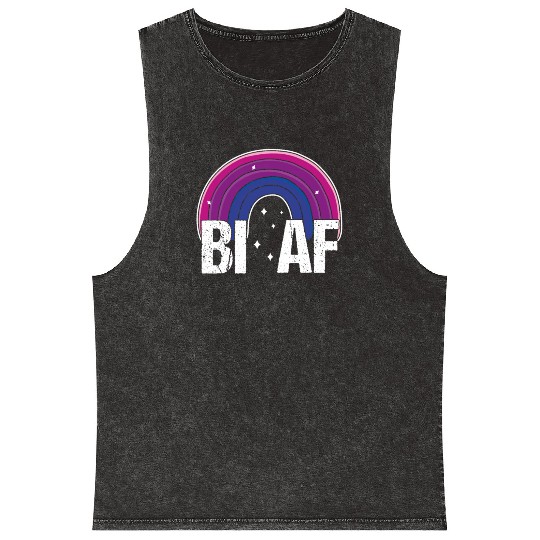 Bi AF Bisexual Pride Flag Rainbow Mineral Wash Tank Tops