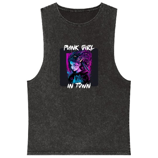 Graffiti Style - Punk Girl In Town 3 Mineral Wash Tank Tops