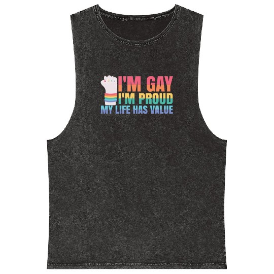 Gay Pride Month Equality Rainbow Mineral Wash Tank Tops