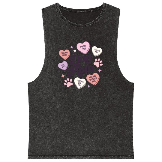 Dog Mom Valentines Day Candy Hearts Galentines Mineral Wash Tank Tops
