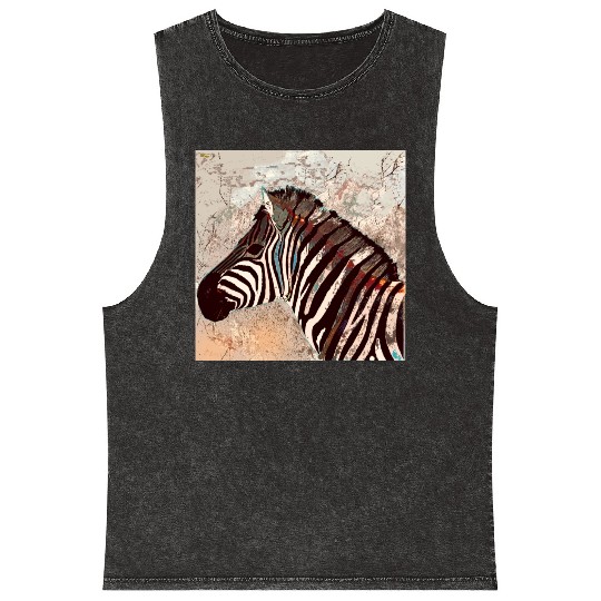 Zebra with neon colors Mineral Wash Tank Tops
