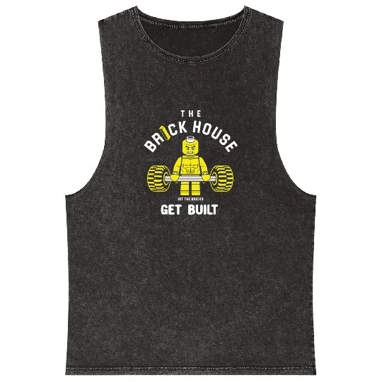 The Brick House, Hit The Bricks, Get Built - Gym Mineral Wash Tank Tops
