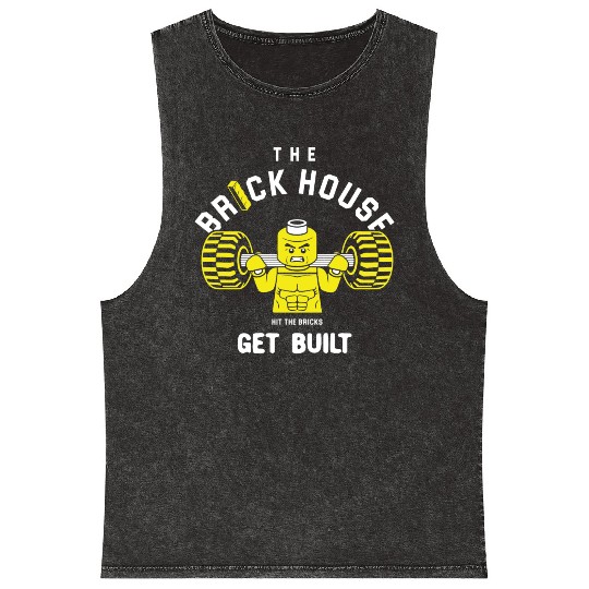 The Brick House, Hit The Bricks, Get Built - Gym Mineral Wash Tank Tops