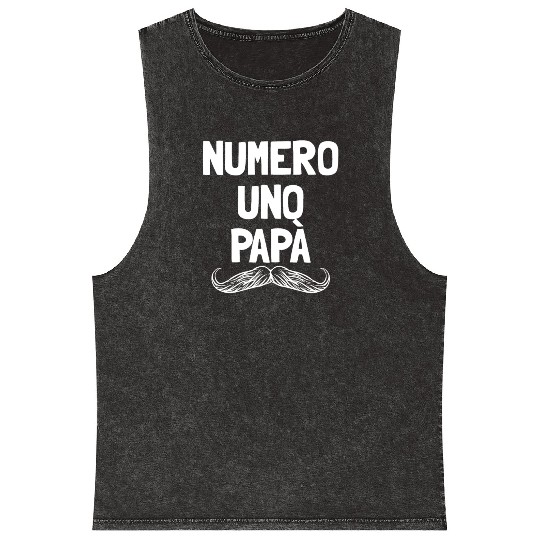 Numero Uno Papa Italian Dad Father's Number 1 Dad Mineral Wash Tank Tops