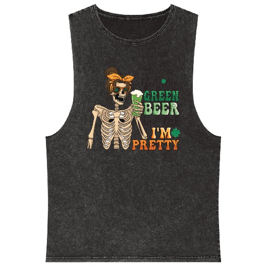 by me green beer and tell i'am pretty Mineral Wash Tank Tops