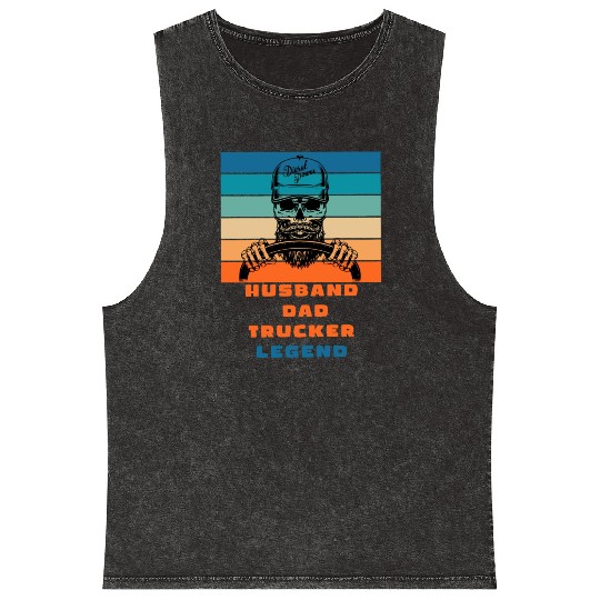 husband dad trucker legend Mineral Wash Tank Tops