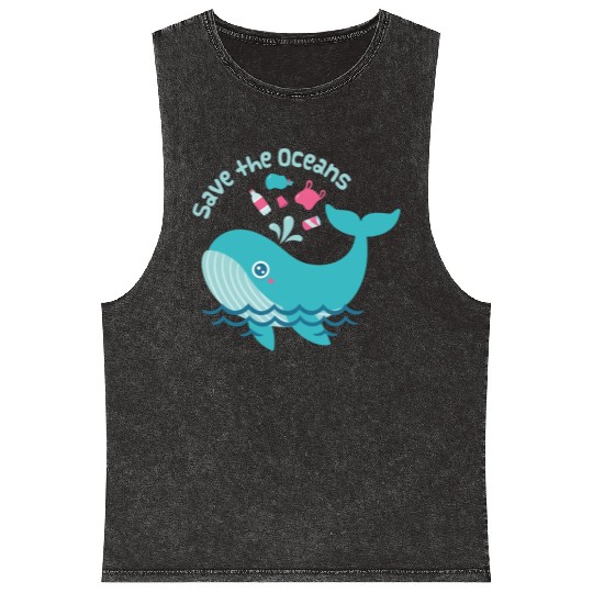 Save The Oceans Whale Spouts Garbage From Sea Mineral Wash Tank Tops