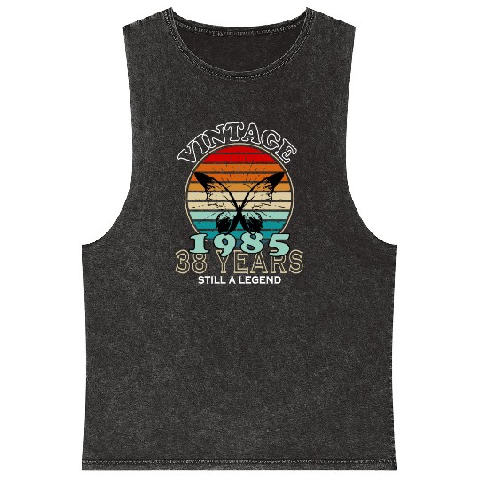Retro Birthday Year Vintage 1985 Mineral Wash Tank Tops