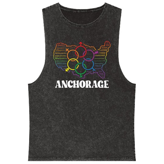 Anchorage Pride Month Pride Flag LGBT Community LG Mineral Wash Tank Tops