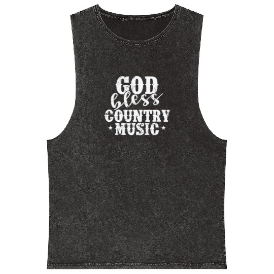 God bless Country Music USA America Cowboys Mineral Wash Tank Tops