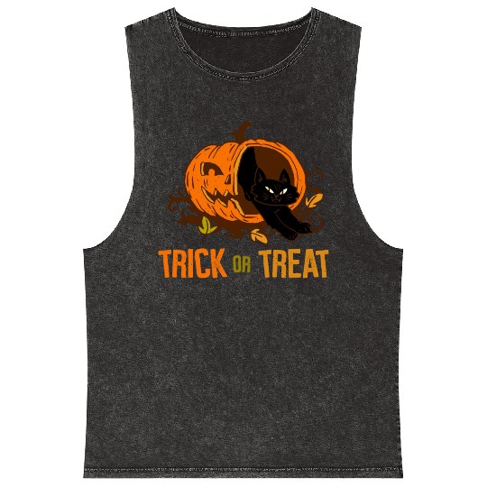 Cats trick or treat - Halloween Mineral Wash Tank Tops