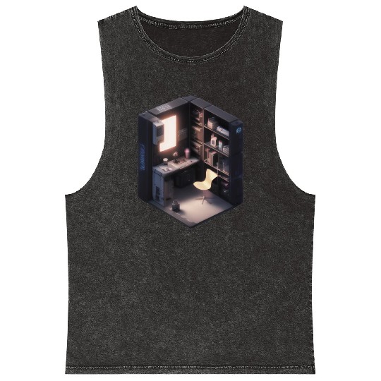 Cube Room Print - For Fans of Geometric and 3D Art Mineral Wash Tank Tops