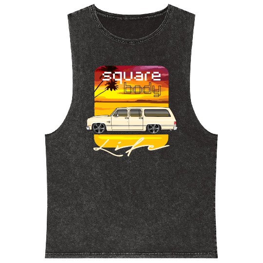 square Santa Fe Tan Mineral Wash Tank Tops