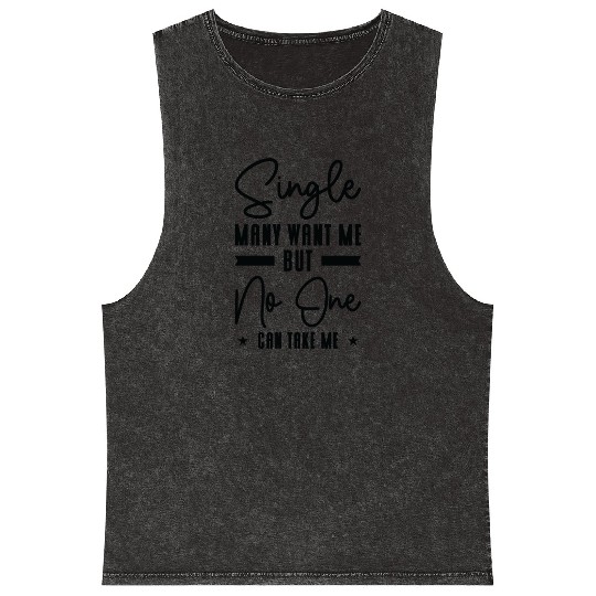 Single Relationship Solo Independent Single Quotes Mineral Wash Tank Tops