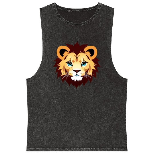 Royal Cartoon Lion - King of the Jungle 3 Mineral Wash Tank Tops
