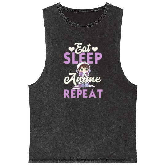 Eat Sleep Anime Repeat Japanese Manga Lover Cospla Mineral Wash Tank Tops