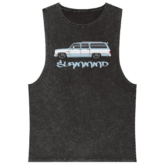 SLAMMMD Light Blue Mineral Wash Tank Tops