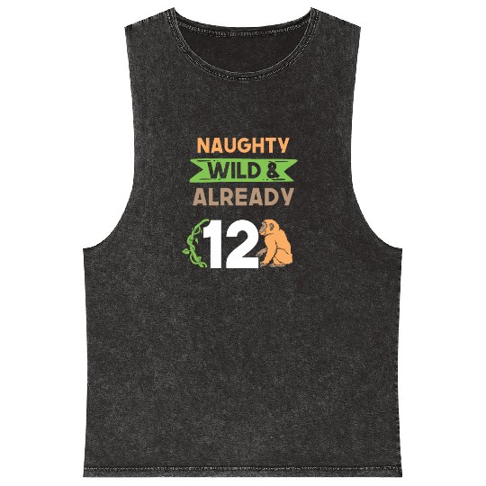 Gift 12 years birthday girl boy Ape Monkey Mineral Wash Tank Tops