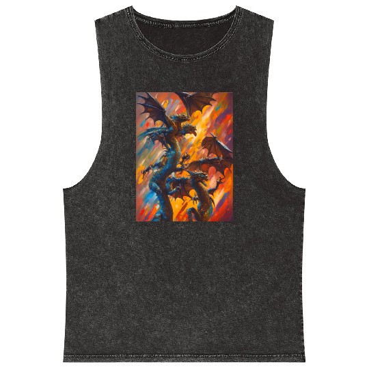 fantasy art golden ratio dragon oil painting Mineral Wash Tank Tops