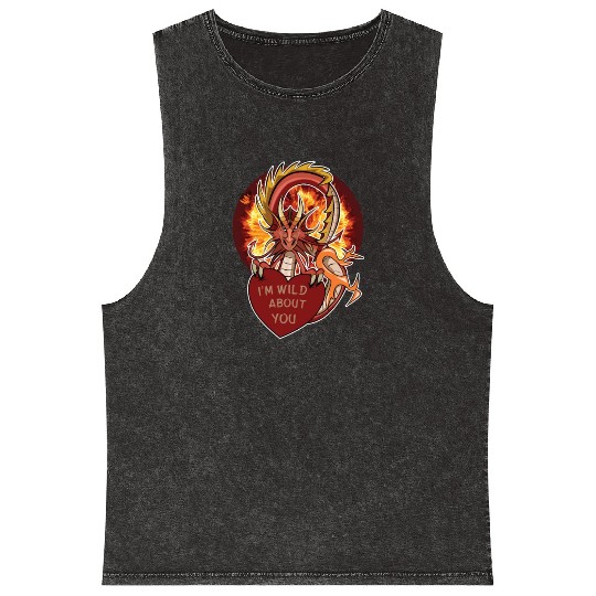 dragon wyvern valentines day heart gift Mineral Wash Tank Tops