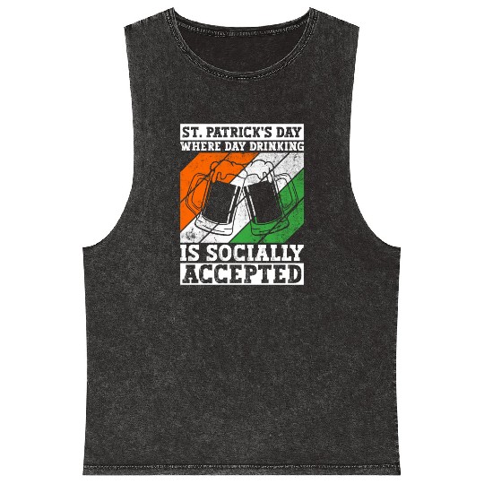 St. Patrick's Day Where Day Drinking Is Socially Mineral Wash Tank Tops
