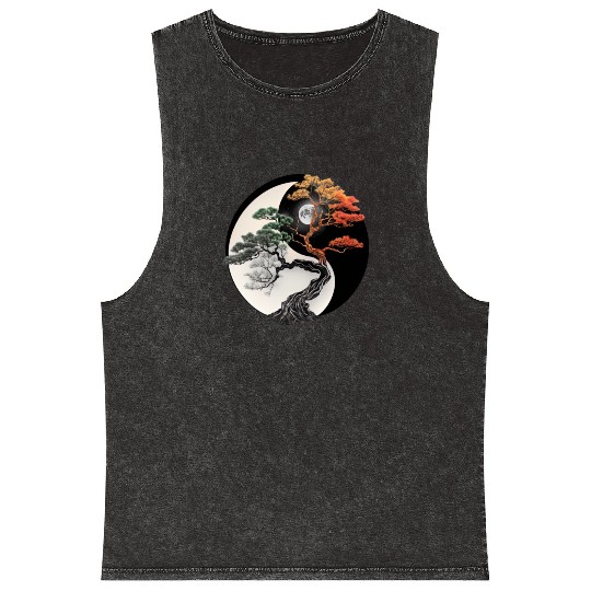 Yin and Yang Bonsai Tree Mineral Wash Tank Tops