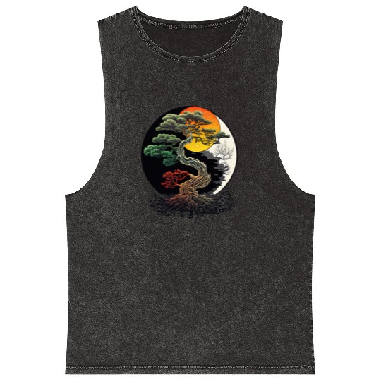 Yin and Yang Bonsai Tree Mineral Wash Tank Tops
