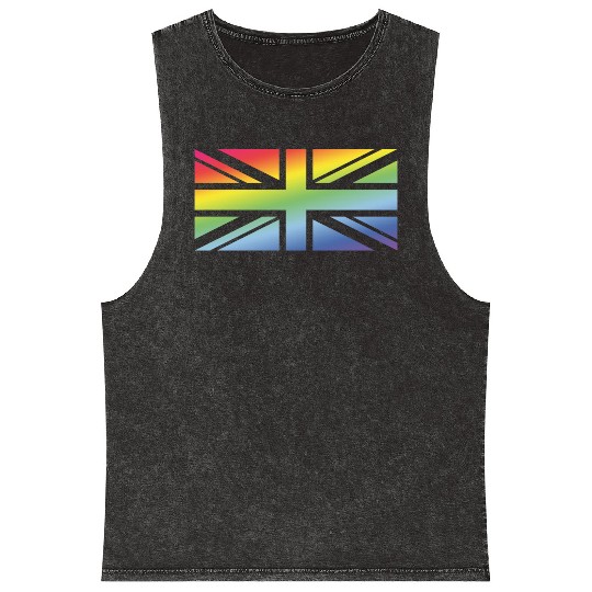 Union Jack / Rainbow Flag (Great Britain / UK) Mineral Wash Tank Tops