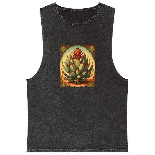Agave Plant Collectors Agave Mexican Folk Painting Mineral Wash Tank Tops