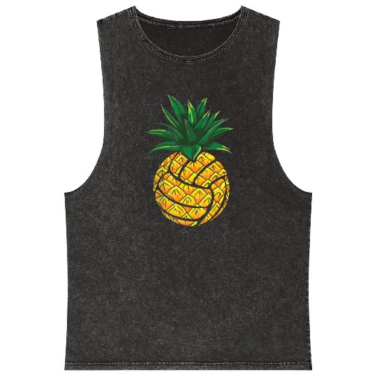 Funny Pineapple Volleyball Mineral Wash Tank Tops