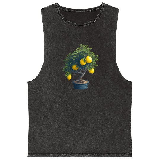 Lemon Bonsai Tree Mineral Wash Tank Tops