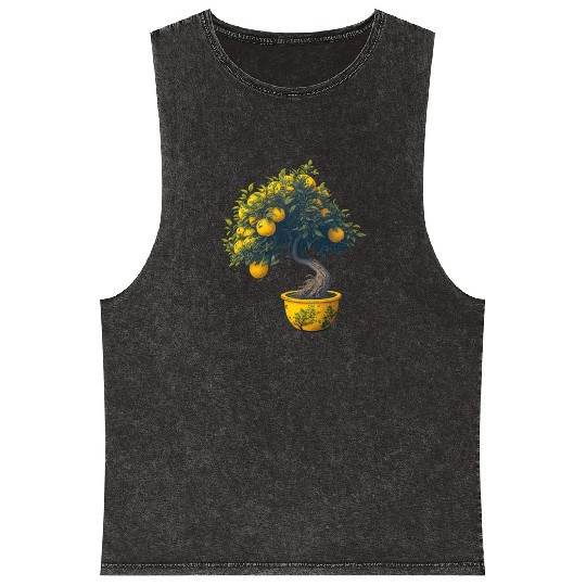 Lemon Bonsai Tree Mineral Wash Tank Tops