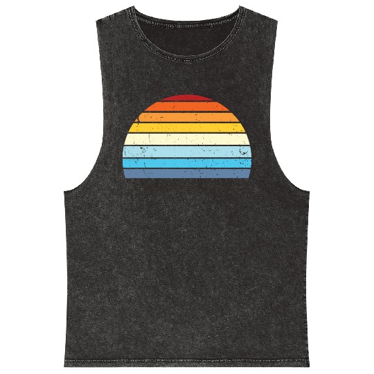 Vintage Distressed Retro Sunset | Red Yellow Blue Mineral Wash Tank Tops