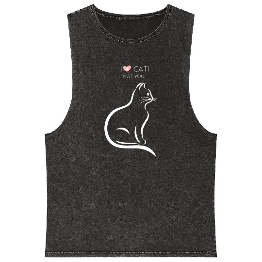 I Love Cat Mineral Wash Tank Tops