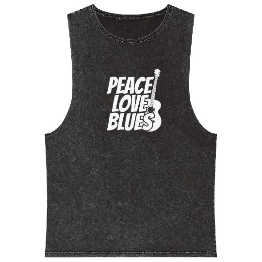 Peace Love Blues Music Trumpet Mineral Wash Tank Tops